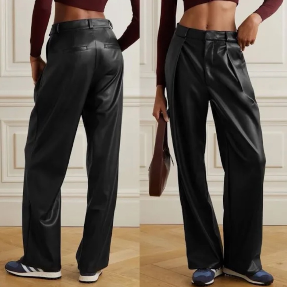 Mother high waist tunnel vision pleat trousers (leather)
